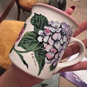 Vintage Potpourri Press Mug - 1989 HYDRANGEA Floral Coffee Mug Cup Made In Korea